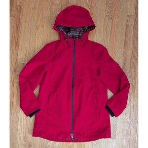 Pendleton Jacket Womens Small Red Full Zip Buttons Hooded Aztec Pattern Lining